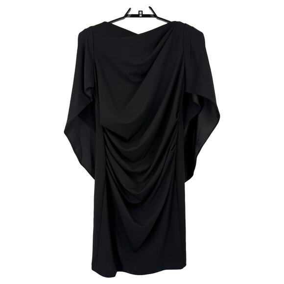Betsy & Adam Jordan cape sleeve crepe sheath dress black size 14W - Picture 2 of 7